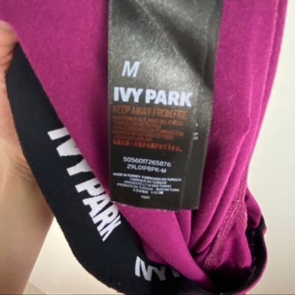 Ivy Park Burgundy Purple Logo Leggings Size Medium Beyoncé High Rise Tights Pink - Picture 5 of 15